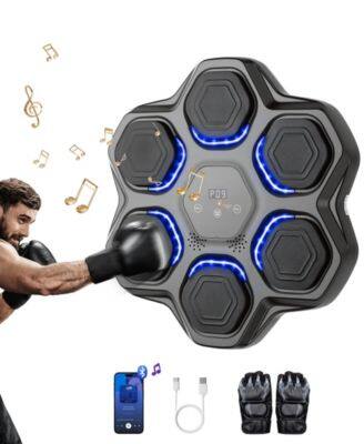 Front. Sugift - Wall-Mounted Music Boxing Trainer With Gloves Bluetooth Punch Tracking And Multi-Speed Modes - Black.