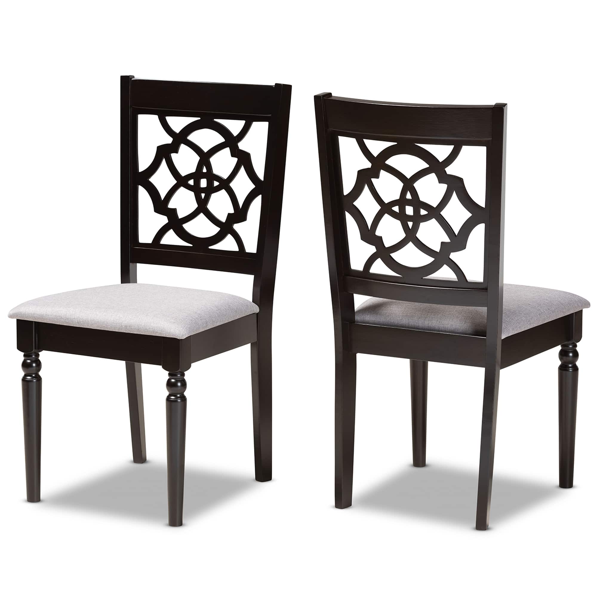 Baxton Studio - Renaud Modern Fabric Upholstered and Finished Wood 2-Piece Dining Chair Set - Grey/dark brown
