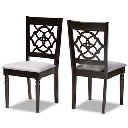 Baxton Studio - Renaud Modern Fabric Upholstered and Finished Wood 2-Piece Dining Chair Set - Grey/dark brown