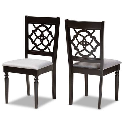 Front. Baxton Studio - Renaud Modern Fabric Upholstered and Finished Wood 2-Piece Dining Chair Set - Grey/dark brown.