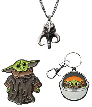 Front. Star Wars - Star Wars The Mandalorian The Child "Baby Yoda" Bundle | Keychain, Necklace, Pin - Assorted.