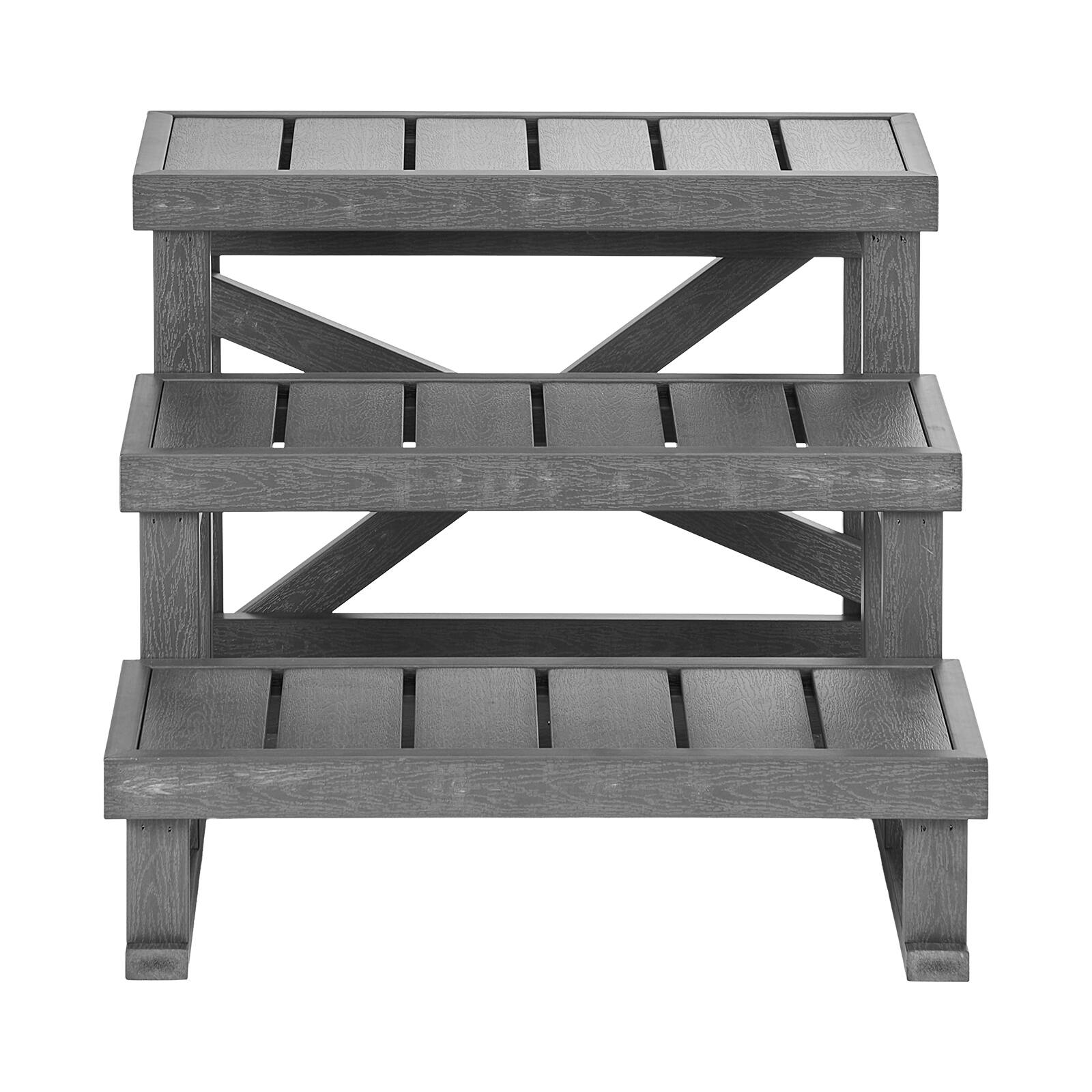Alt View 5. VEVOR - Hot Tub Steps 3-Step Spa Stairs 27.5 in Wide Step Ladder Outdoor,350 lbs Capacity,Sturdy HIPS Plastic,Non-Slip Foot Pads - Grey.