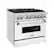 Angle. ZLINE - 36" Legacy Dual Fuel Range w/ 6 Burner Cooktop & Electric Oven w/ White Matte Door (RA-WM-36) - Matte White.
