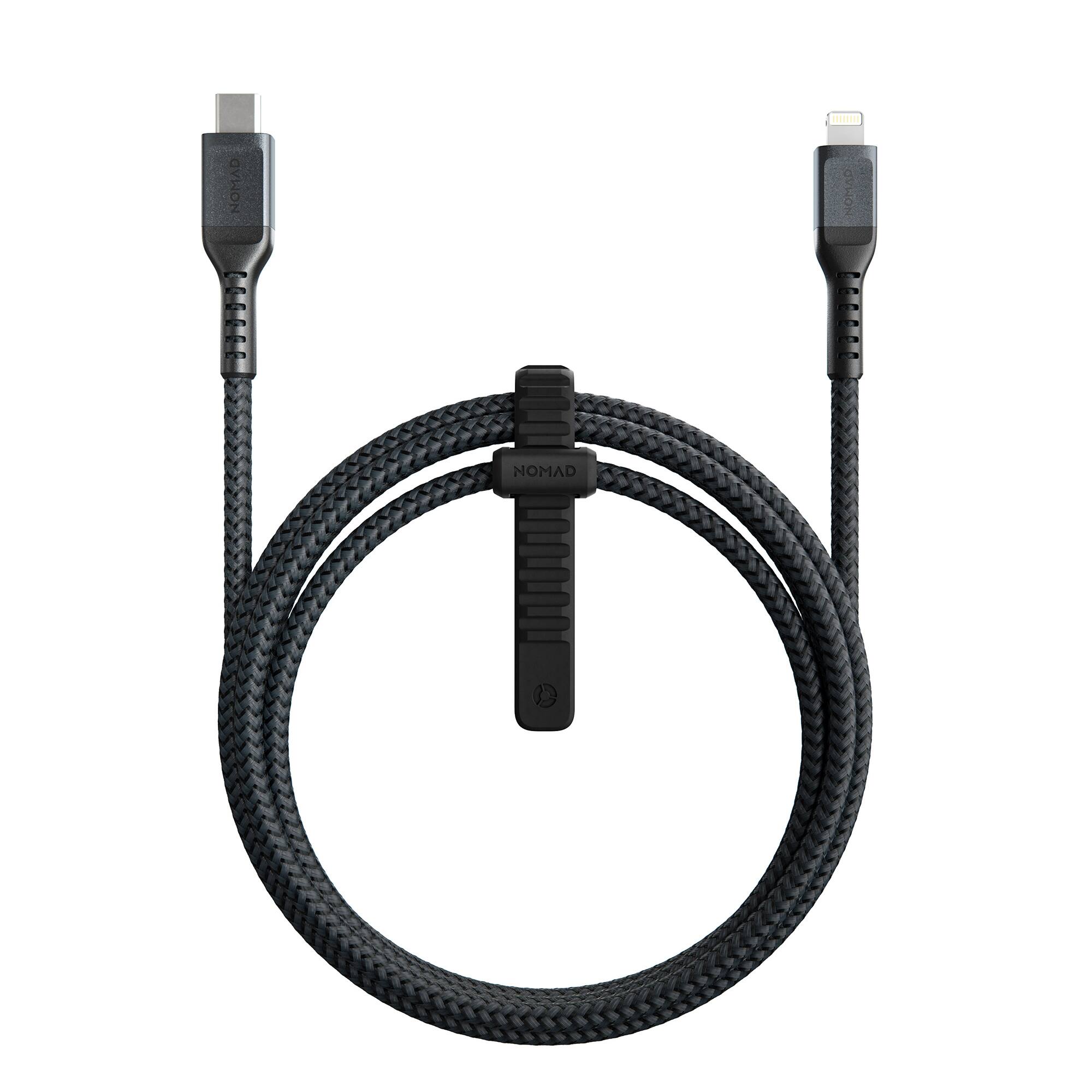 Front. Nomad - 1.5M USB-C to USB-C Charge and Sync Cable - Black.