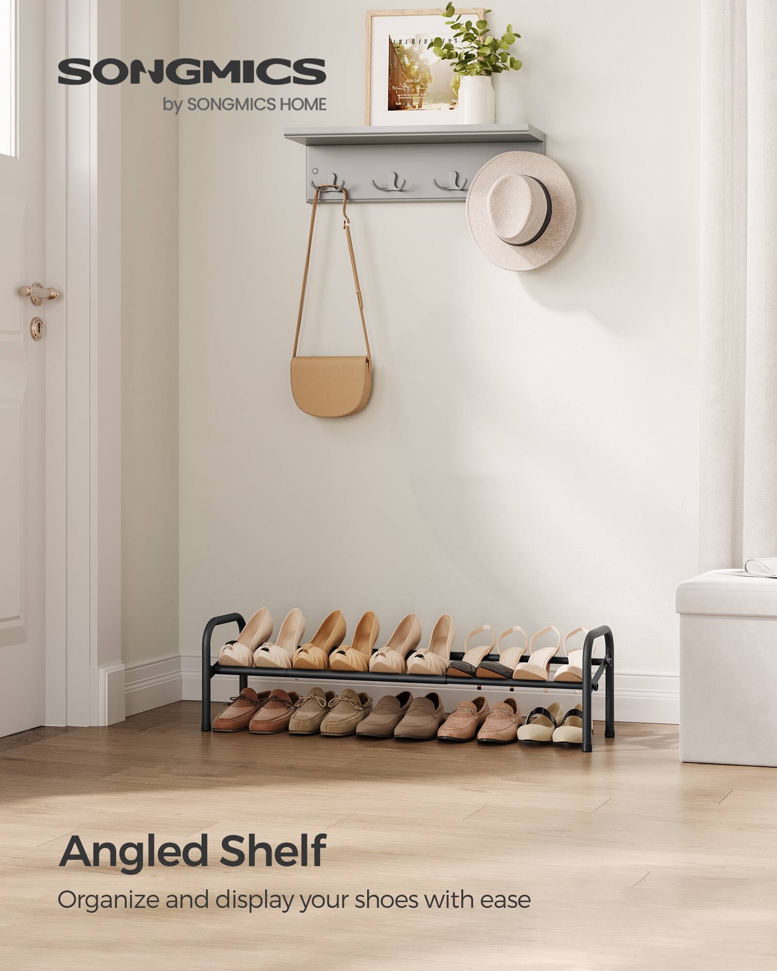 SONGMICS  
by SONGMICS HOME  

Angled Shelf  
Organize and display your shoes with ease