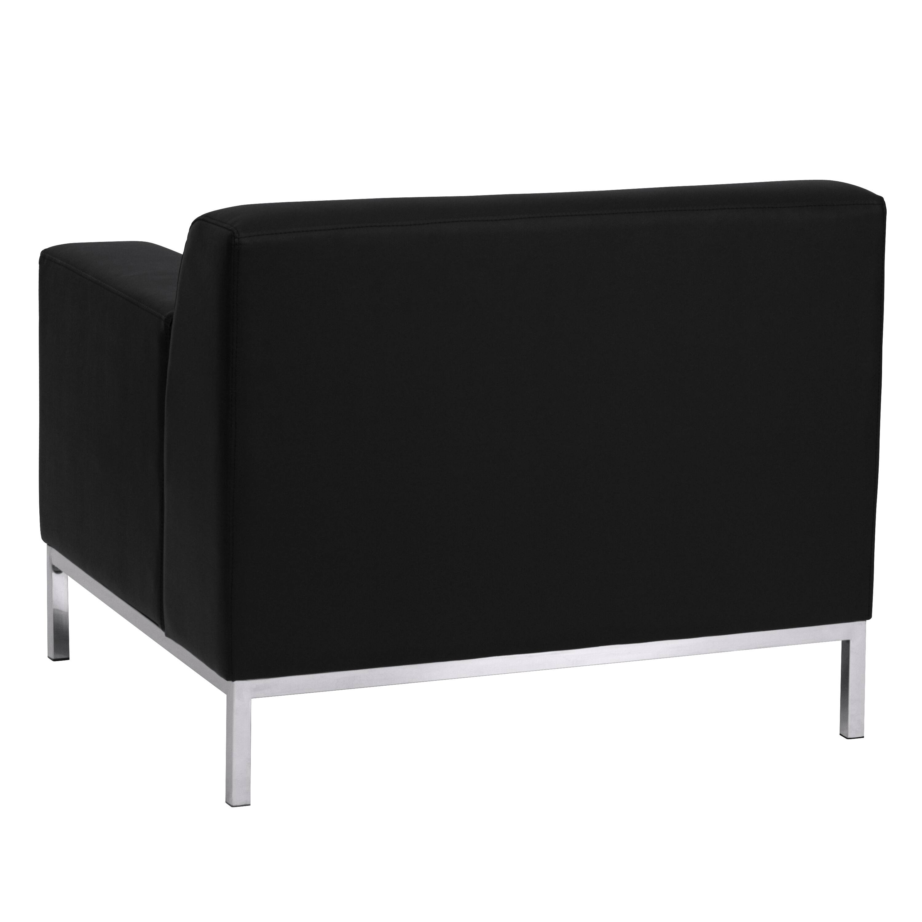 Alt View 2. Emma + Oliver - Contemporary Leather Chair with Line Stitching and Integrated Stainless Steel Frame - Black.