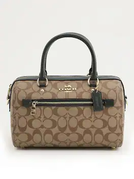 Coach - Rowan Satchel in Signature Canvas - Gold/Black/Light Brown