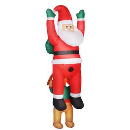 Ecooso - 7FT Inflatable Santa with Dog, Built-in LED Lights, Hanging Outdoor Blow Up Christmas Decoration Gift - Brown/Green/Red