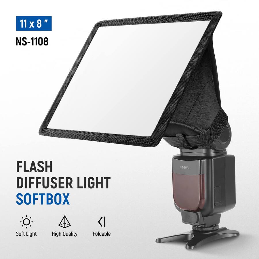 Neewer 11"x8" Universal Flash Softbox Collapsible Light Diffuser for ...