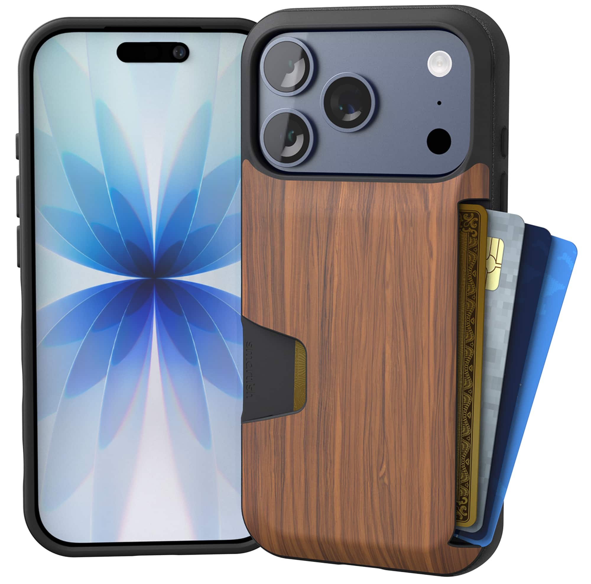 Smartish - iPhone 17 Pro Wallet Case - Wallet Slayer Vol 1 - Slim Grip Card Holder Cover - Walnut Woods