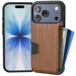 Smartish - iPhone 17 Pro Wallet Case - Wallet Slayer Vol 1 - Slim Grip Card Holder Cover - Walnut Woods
