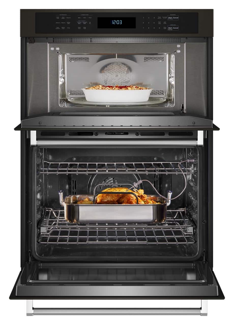 Alt View 12. KitchenAid - 27" Built-In Electric Convection Double Wall Combination with Microwave and Air Fry Mode - Black Stainless Steel.
