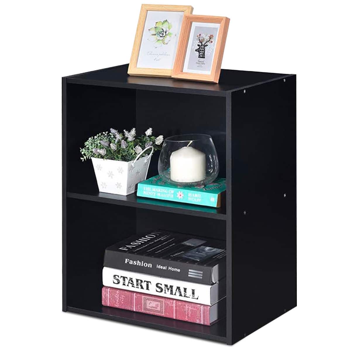 Ecooso - 2-Tier Storage Bookcase Cabinet with Large Display Space for Home Office - Black