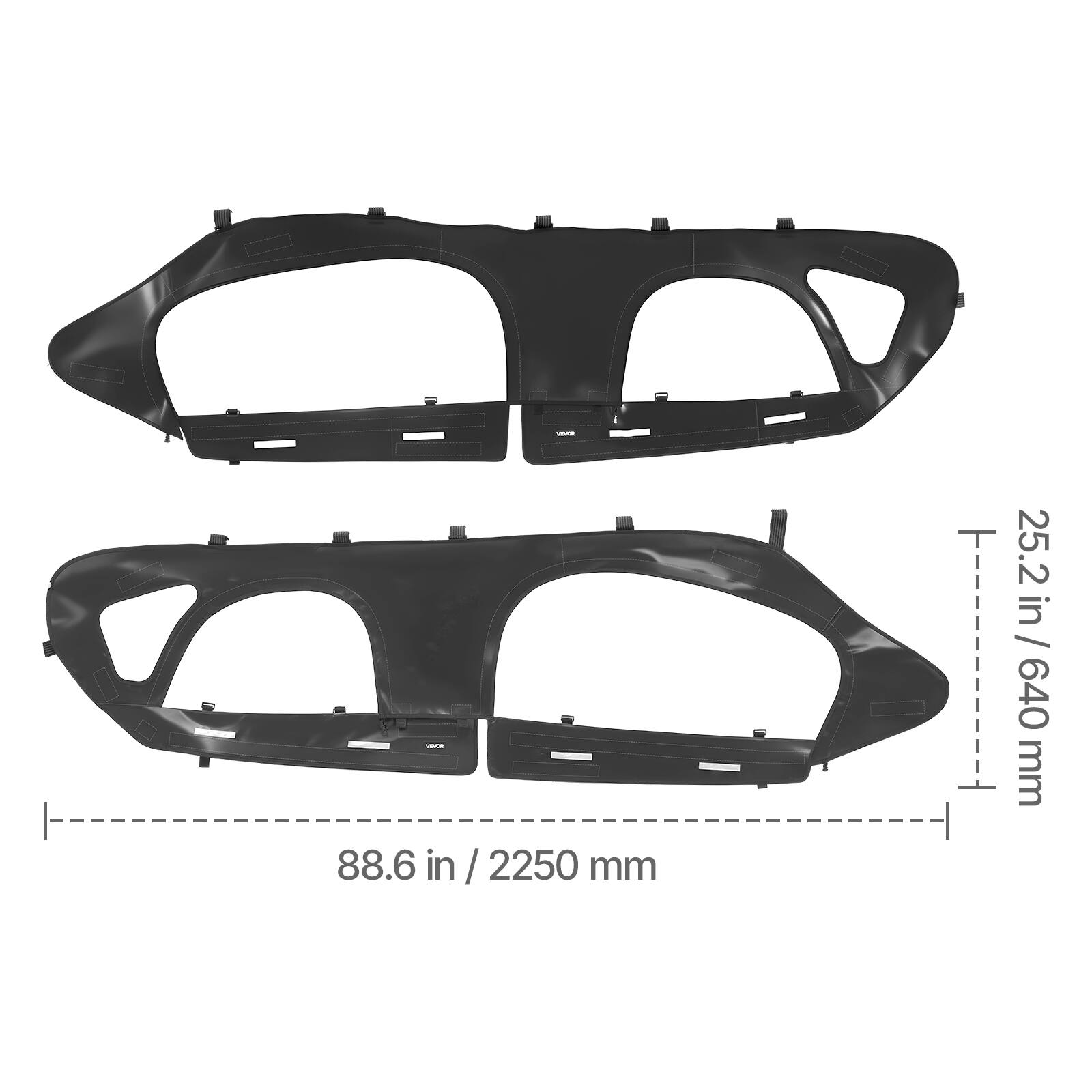 - 88.6 in / 2250 mm
- 25.2 in / 640 mm