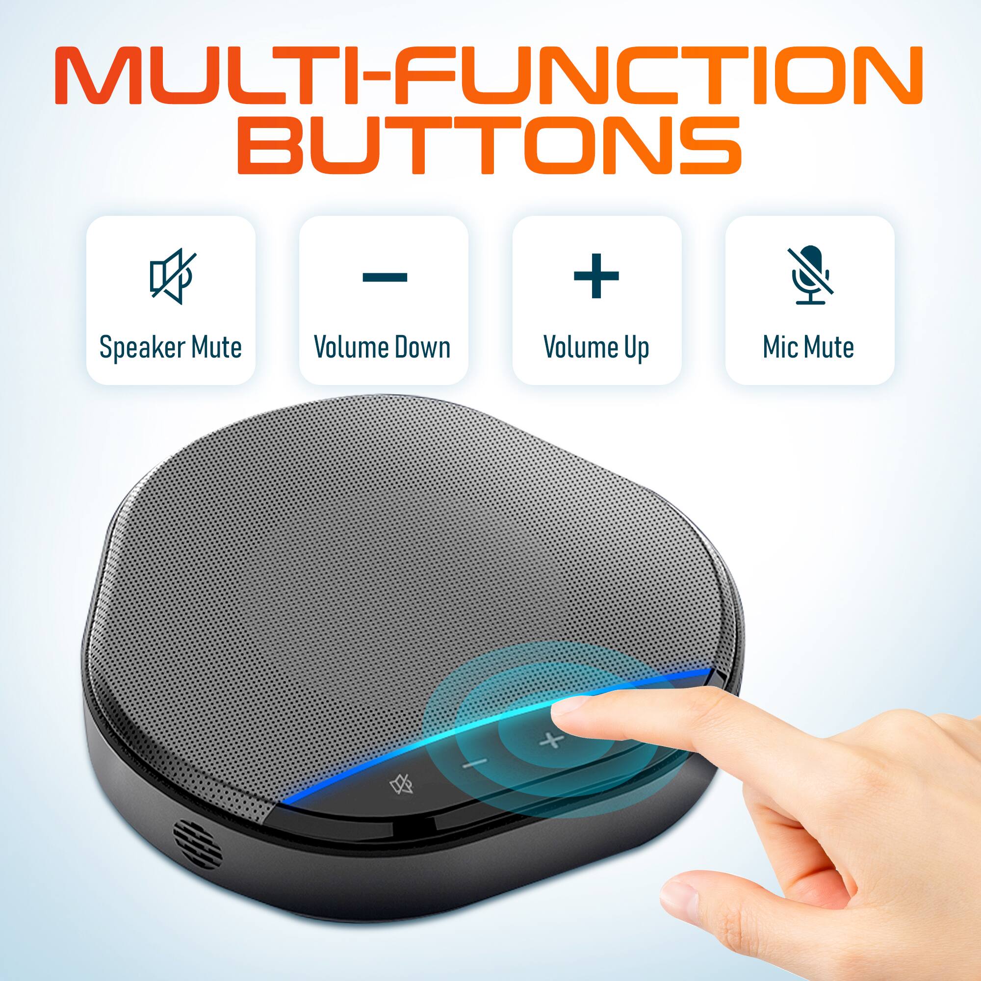 MULTI-FUNCTION BUTTONS

Speaker Mute
Volume Down
Volume Up
Mic Mute