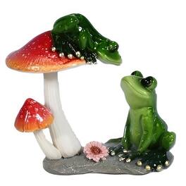 FC Design - 5"W Frog Couple on Mushroom Figurine Statue Office Desk Tabletop Home Decor Gift - Multi-Color
