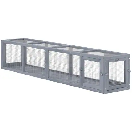 Front. Pawhut - Cat Run with Weather Protection, Connecting Inside and Outside, 79"L x 15"W x 15"H - Dark Gray.
