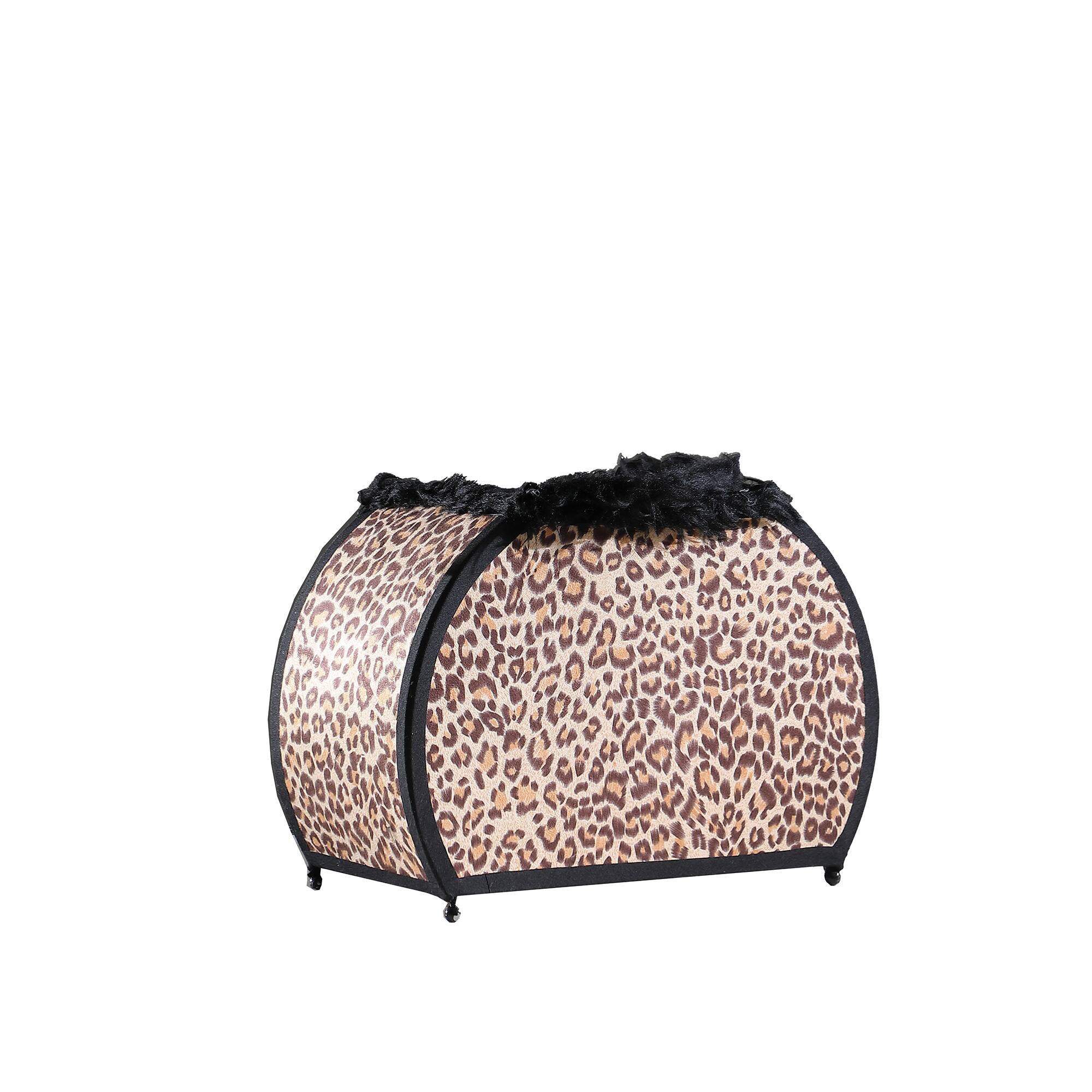 Front. Manhattan Lane - Wigi 12 Inch Accent Lamp, Purse, Cheetah Animal Print, Faux Fur - Black, Orange, Beige, Brown.