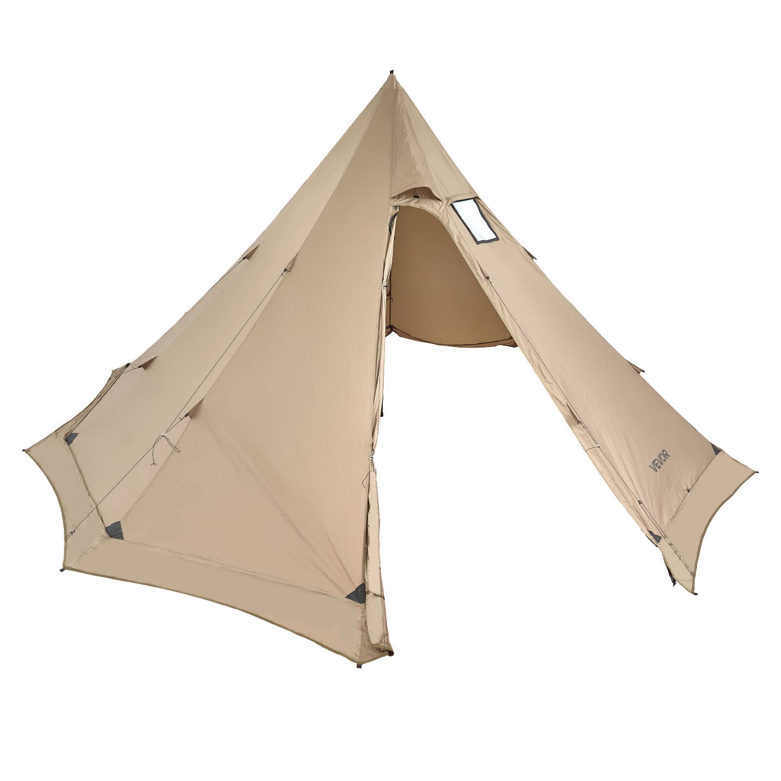 Alt View 5. VEVOR - Hot Tent for 4-6 Persons, Portable Winter Tipi Tent with Stove Jack, Waterproof Canvas Camping Tents - Brown.