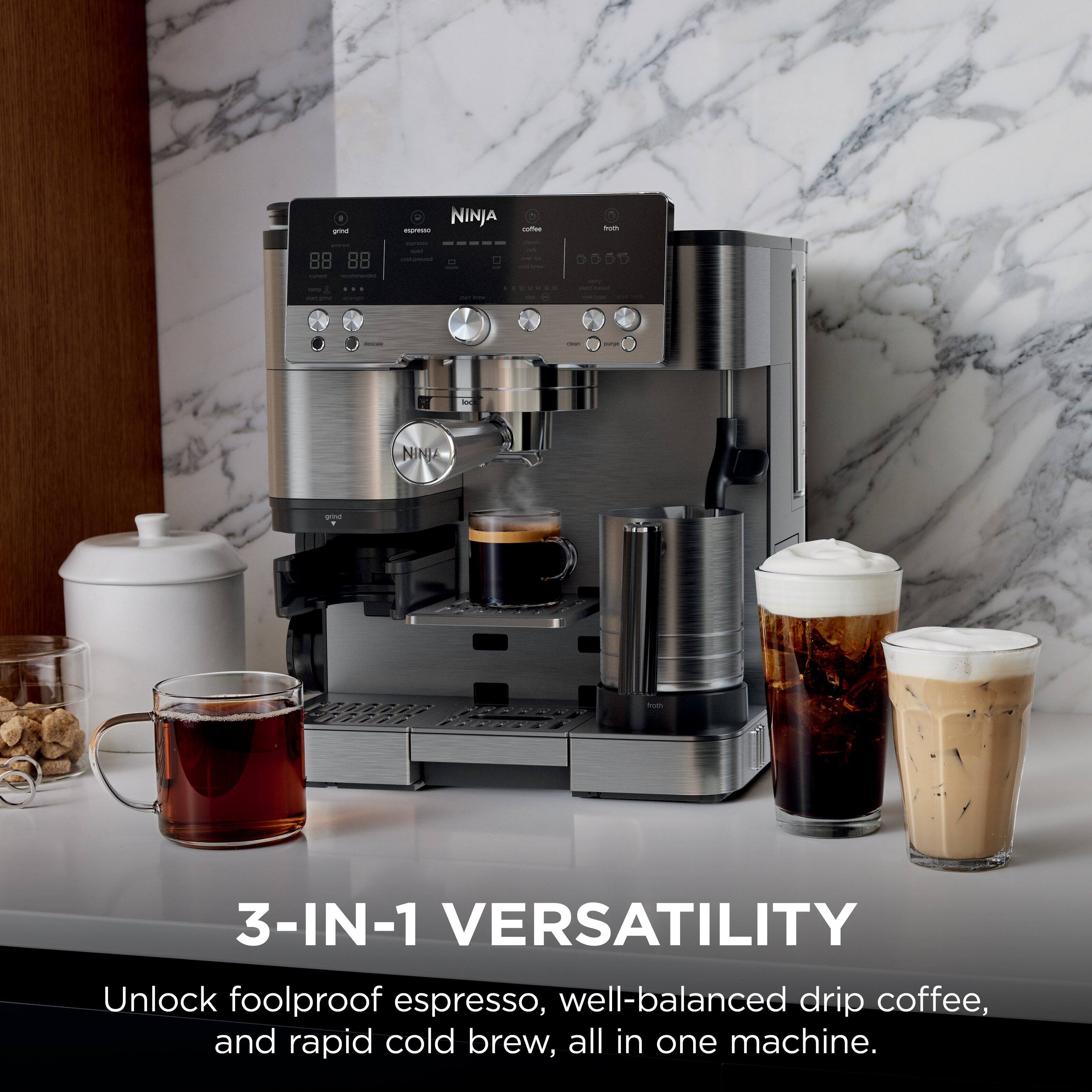- - NINJA - - - - NINJA 1 3-IN-1 VERSATILITY

Unlock foolproof espresso, well-balanced drip coffee, and rapid cold brew, all in one machine.