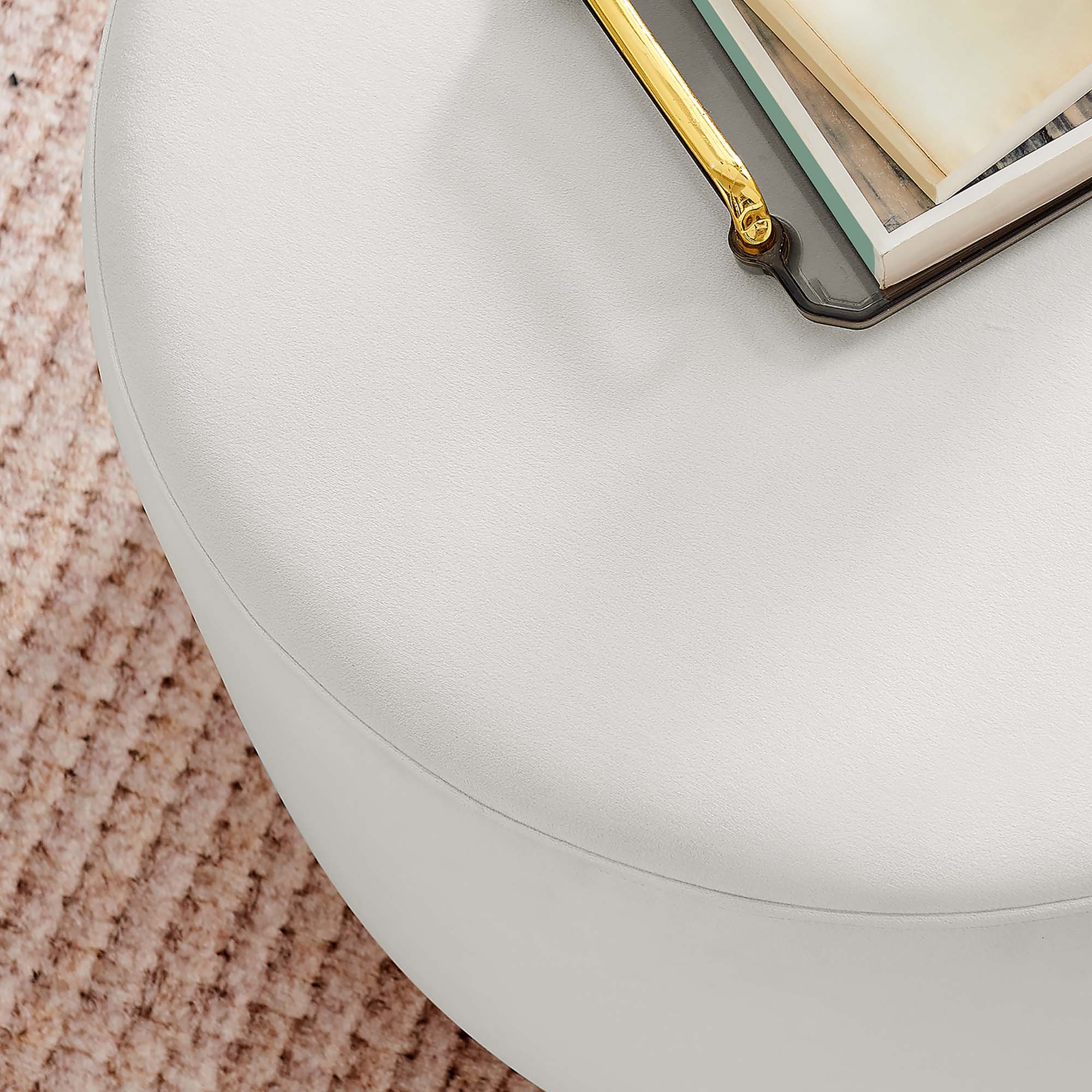 Alt View 2. Modway - Tilden Large 23" Round Performance Velvet Upholstered Ottoman by Modway - Alabaster Natural.