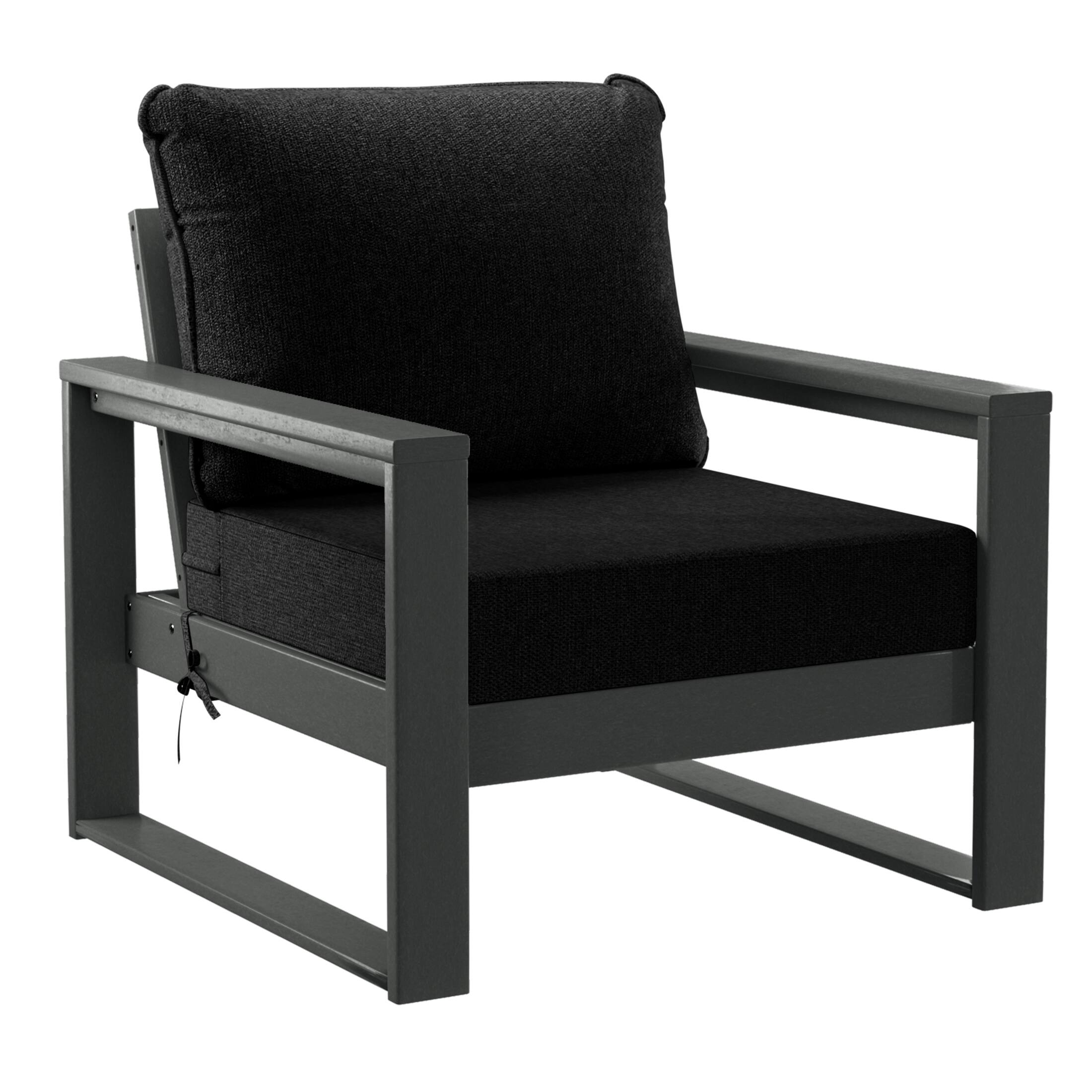 Left. WestinTrends - WestinTrends Montara 5-Piece Modern HDPE Outdoor Patio Furniture Sofa Conversation Set with Coffee Table - Black.