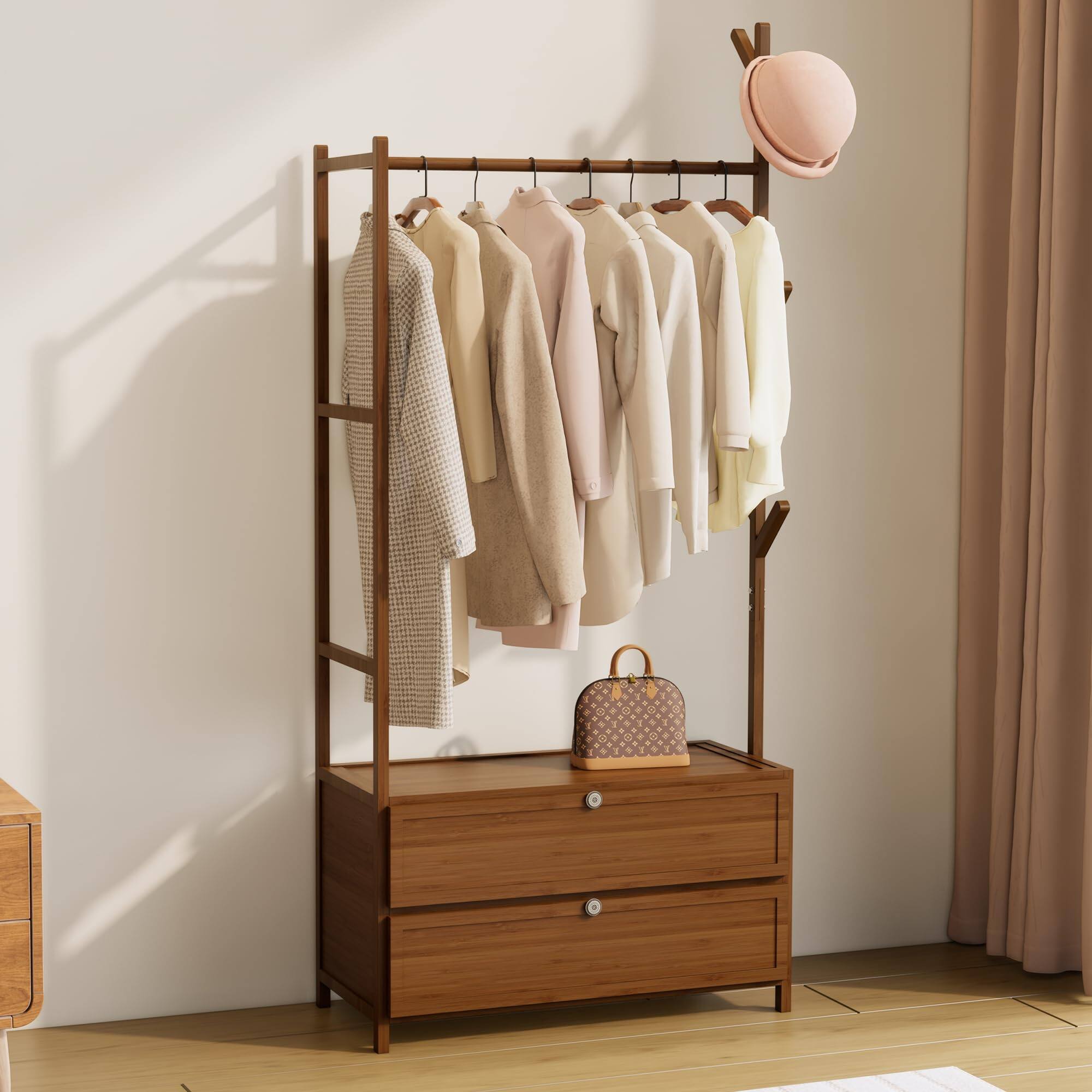VEGA AUTOMOTIVE Garment Rack With Drawers Cute Clothing Clothes Hanging ...