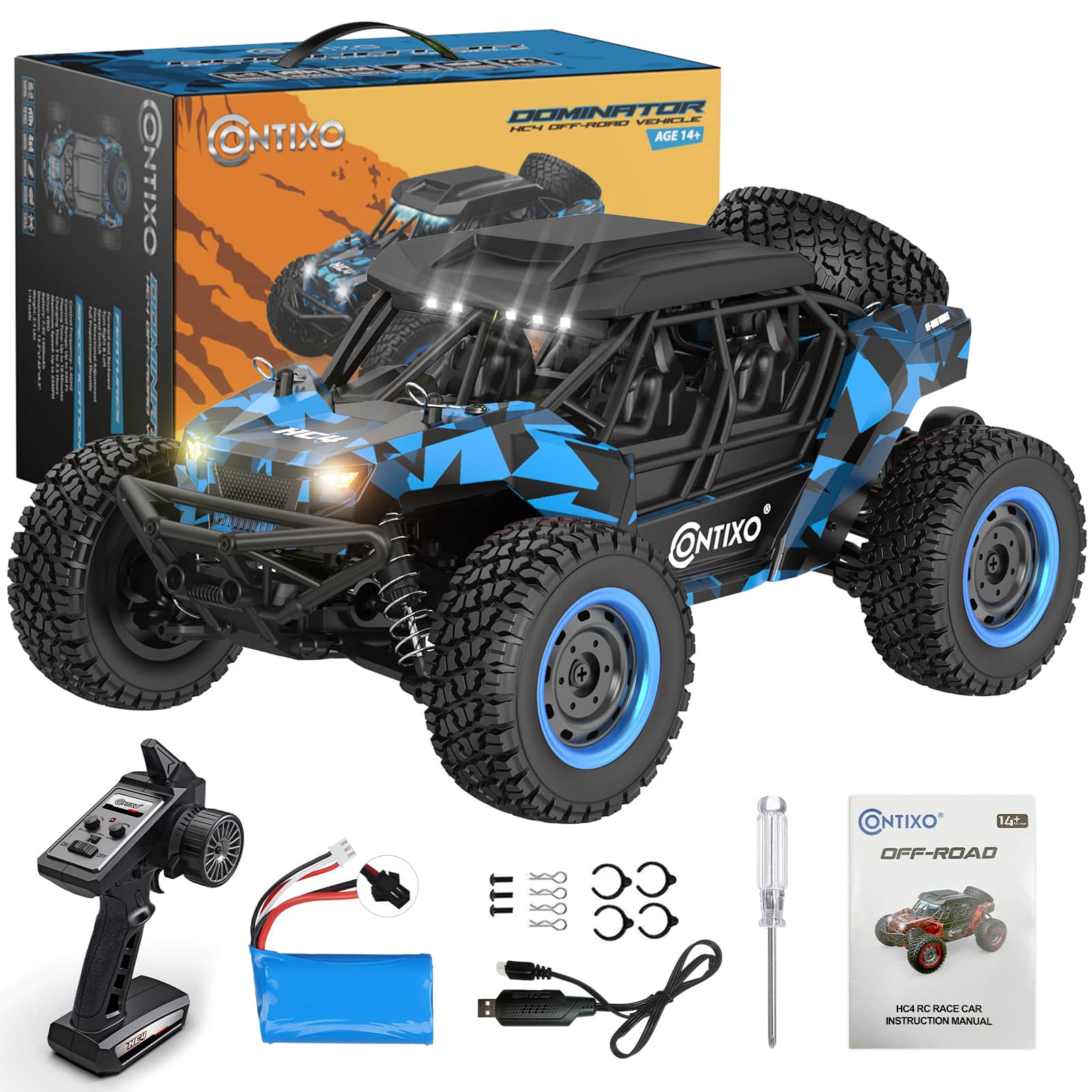 Contixo HC4 Dominator 1:16 Scale RC Off‑Road UTV – 4WD, LED Lights