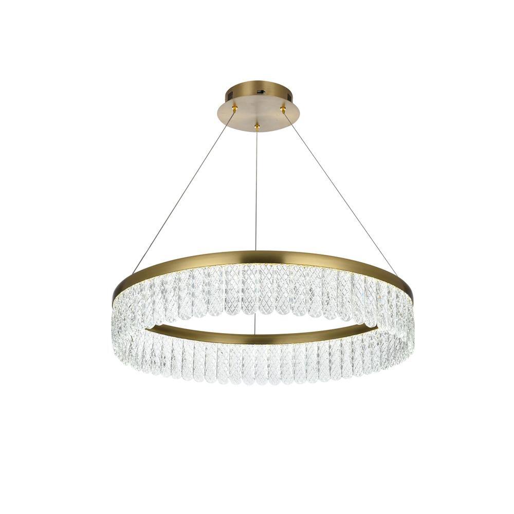 Back. Elegant Lighting - Rune 24 inch Adjustable LED chandelier in Satin Gold - Satin Gold.