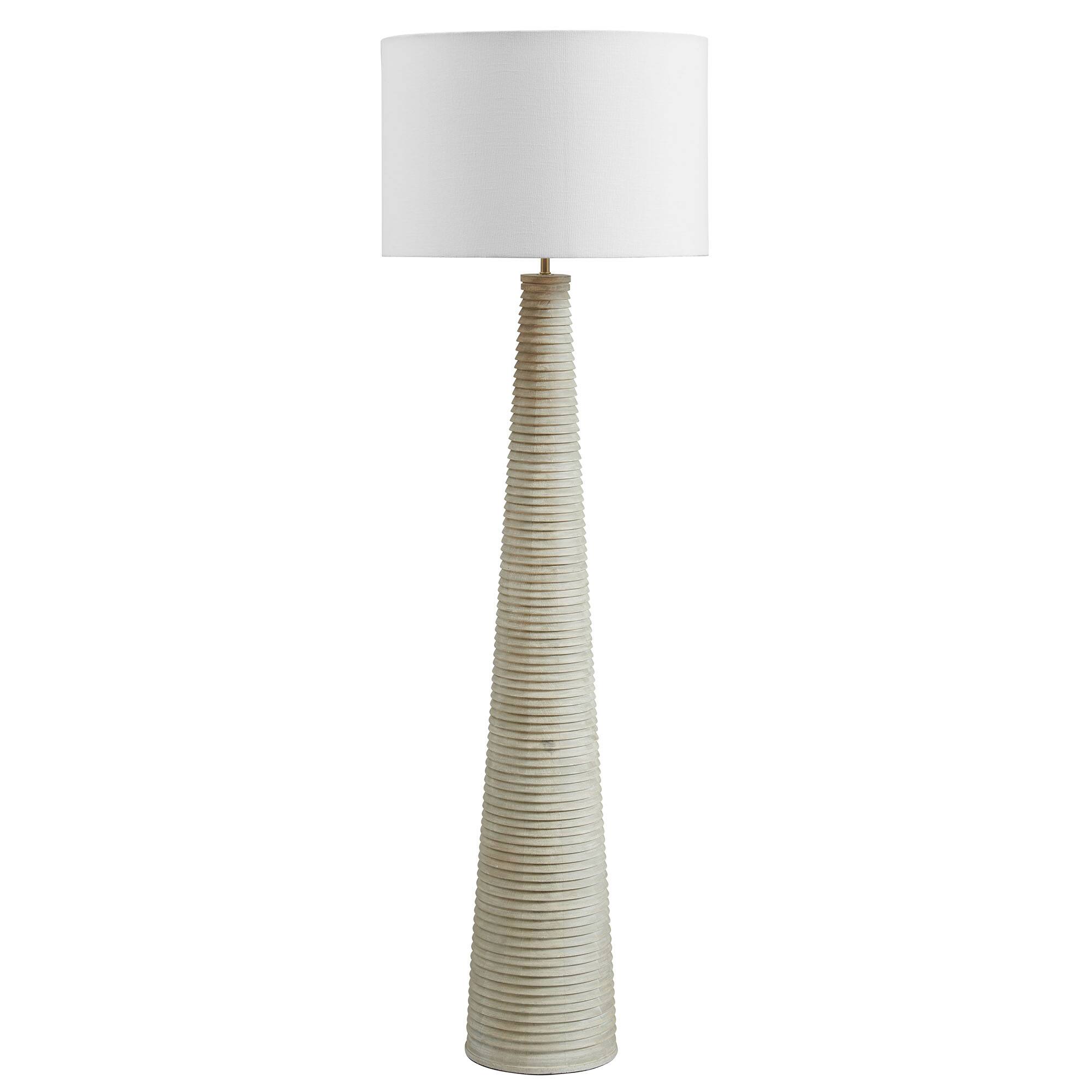 Angle. Modway - Saylor Carved Ribbed Wood Floor Lamp With Drum Shade by Modway - White Gray.