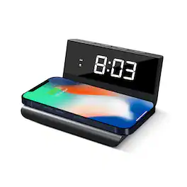 Brookstone - 10W Wireless Charging Alarm Clock Stand (Black) - Black