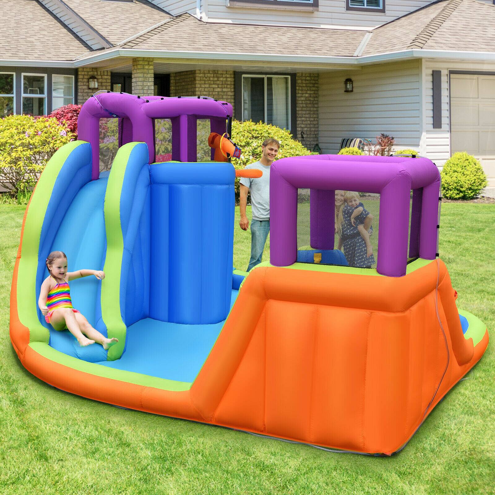 Alt View 1. Ecooso - 6-in-1 Inflatable Water Park w/ Dual Slides & Bounce House, No Blower.