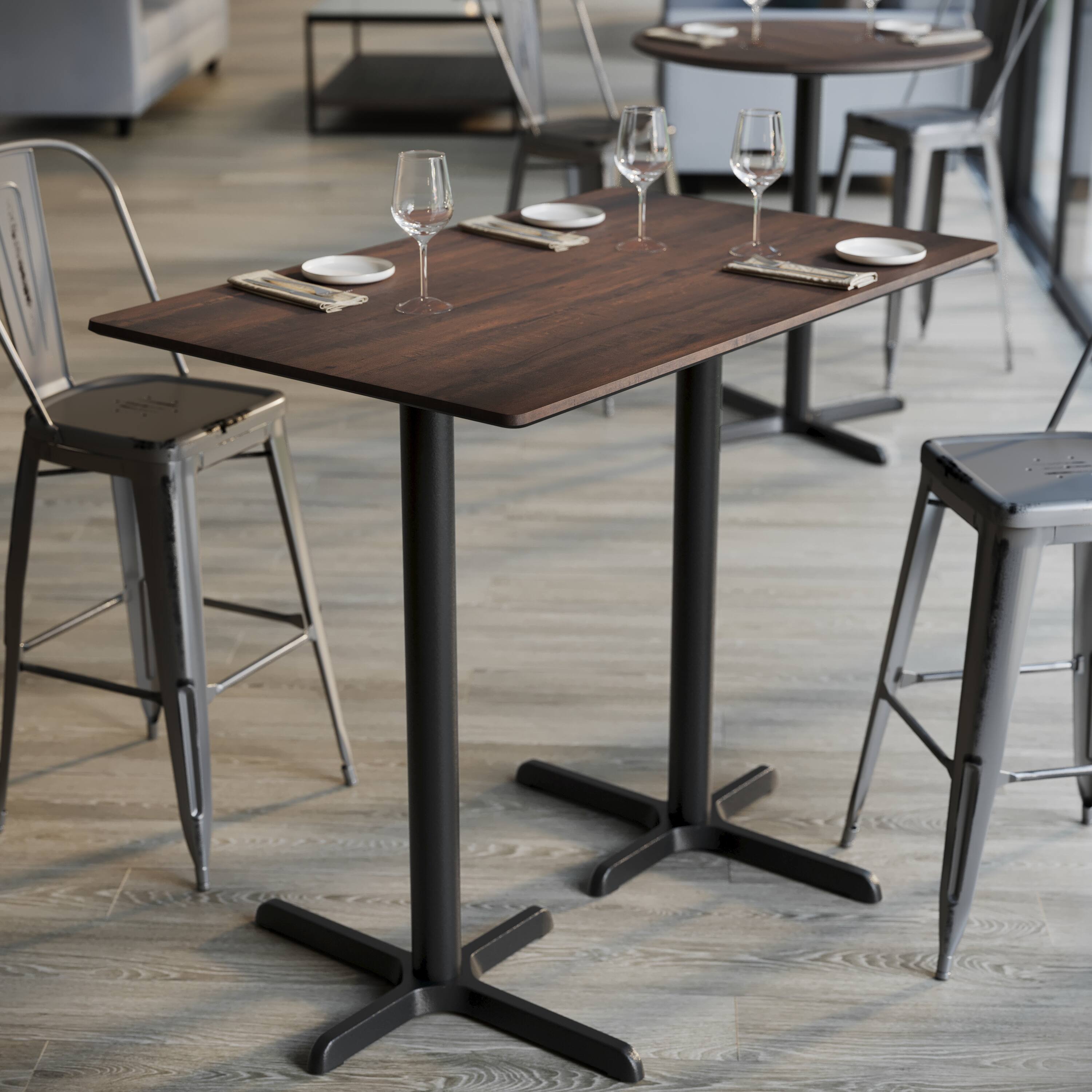 Alt View 4. Emma + Oliver - PureShield Tabletop with HPL Technology and Bar Height Base - Dark Brown/Black Base.