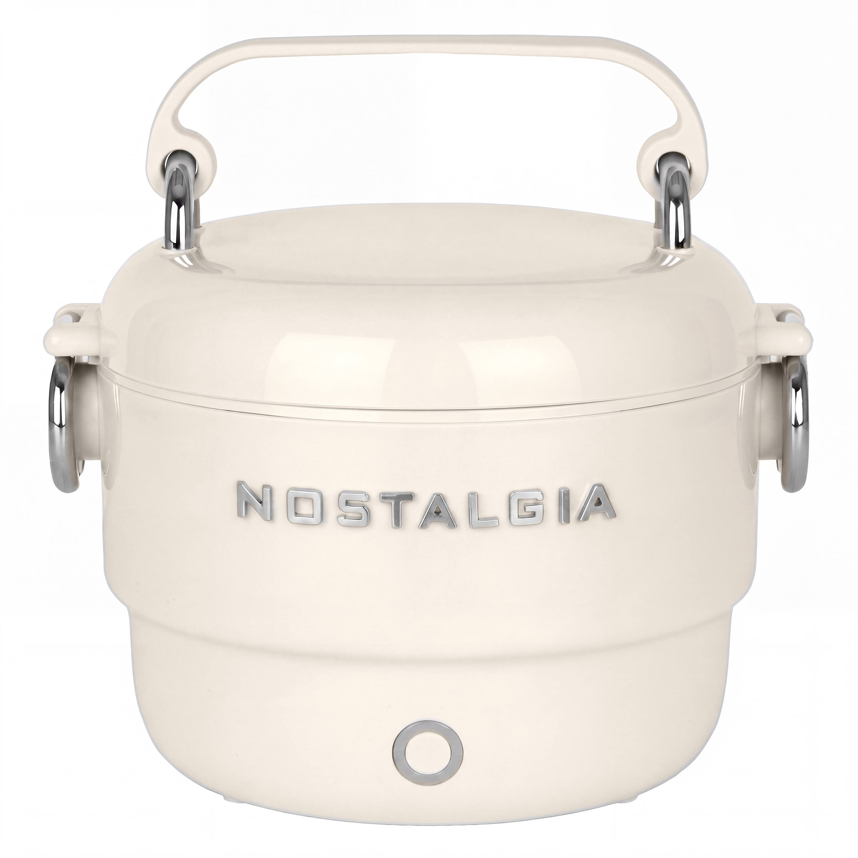 Front. Nostalgia - Nostalgia 20 oz. Classic Retro Heated Lunchbox, Cream - Cream.