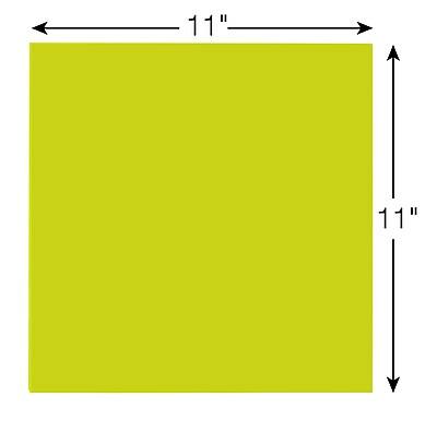 The text on the image indicates that the dimensions of the square are 11 inches by 11 inches.