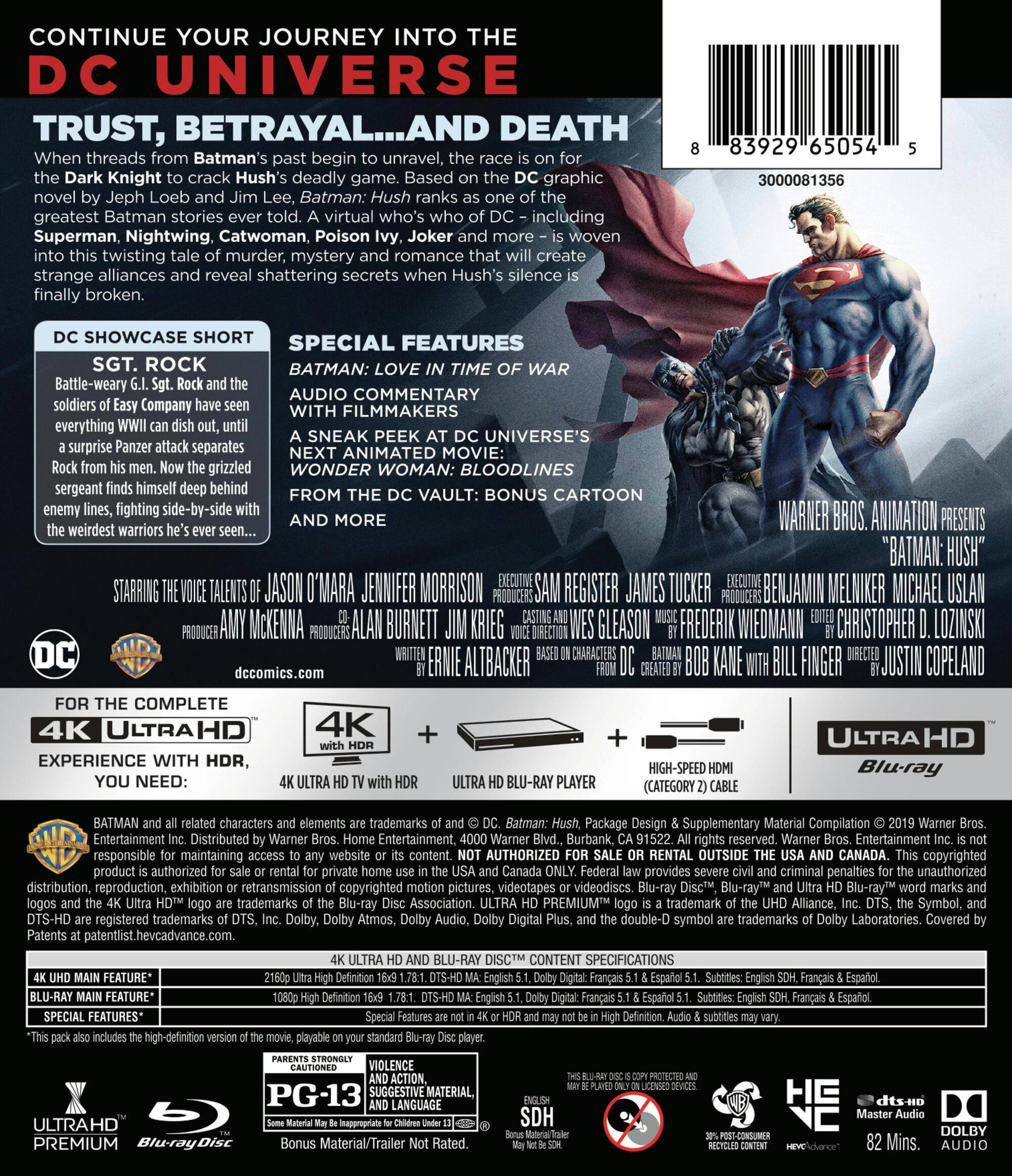 Back. Batman: Hush   - 4K Blu-Ray.