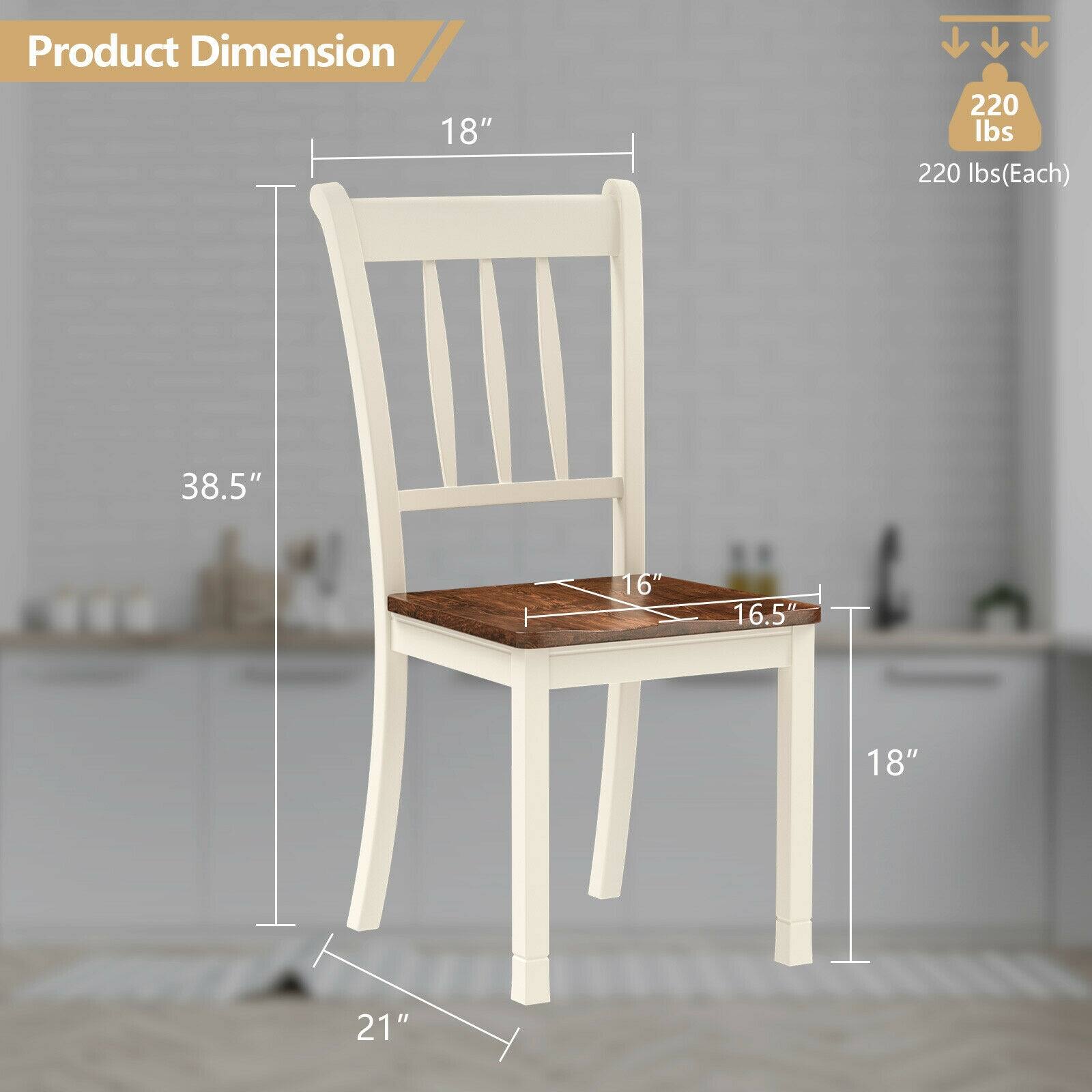 Product Dimension  
- Height: 38.5"  
- Seat Width: 16"  
- Seat Depth: 16.5"  
- Back Height: 18"  
- Overall Width: 18"  
- Overall Depth: 21"  
- Weight Capacity: 220 lbs (Each)