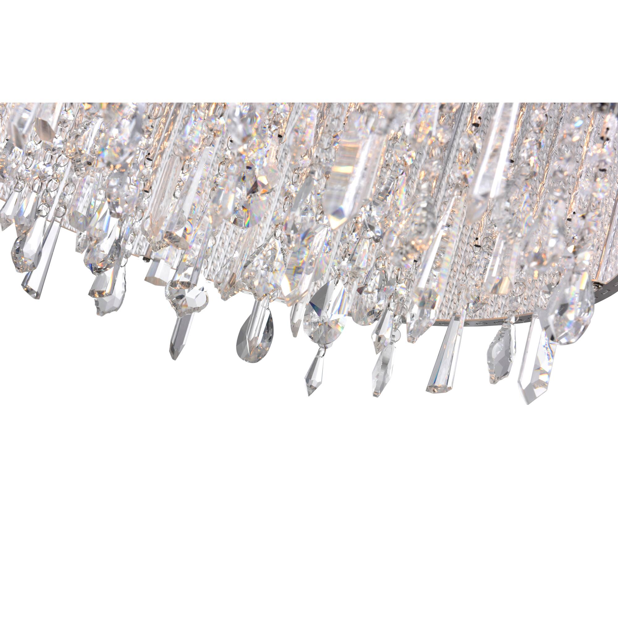 Left. CWI Lighting - Benson 14 Light Drum Shade Flush Mount With Chrome Finish - Chrome.