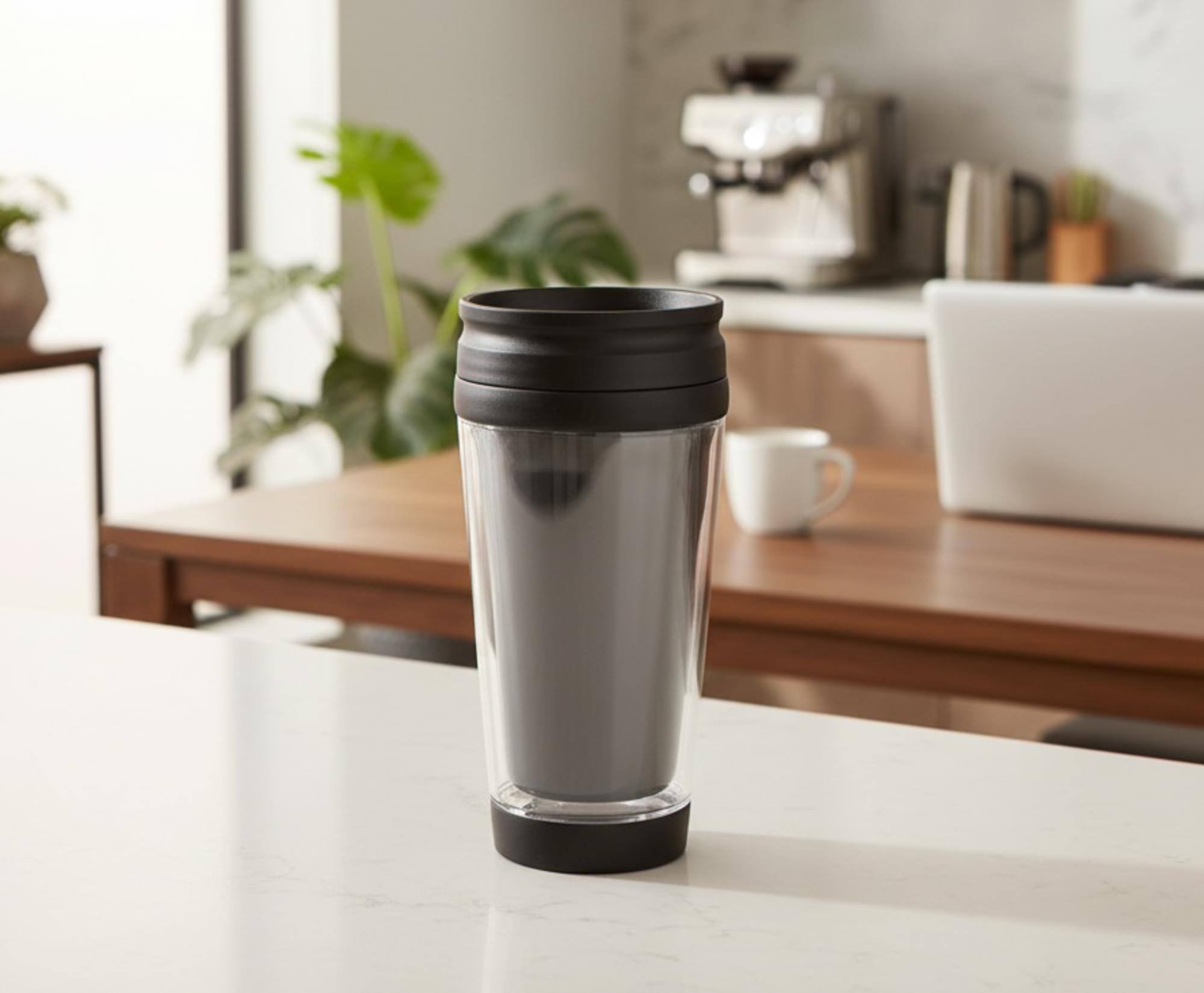 Alt View 5. Just Funky - Black 16oz Travel Mug w/ Lid - Black.