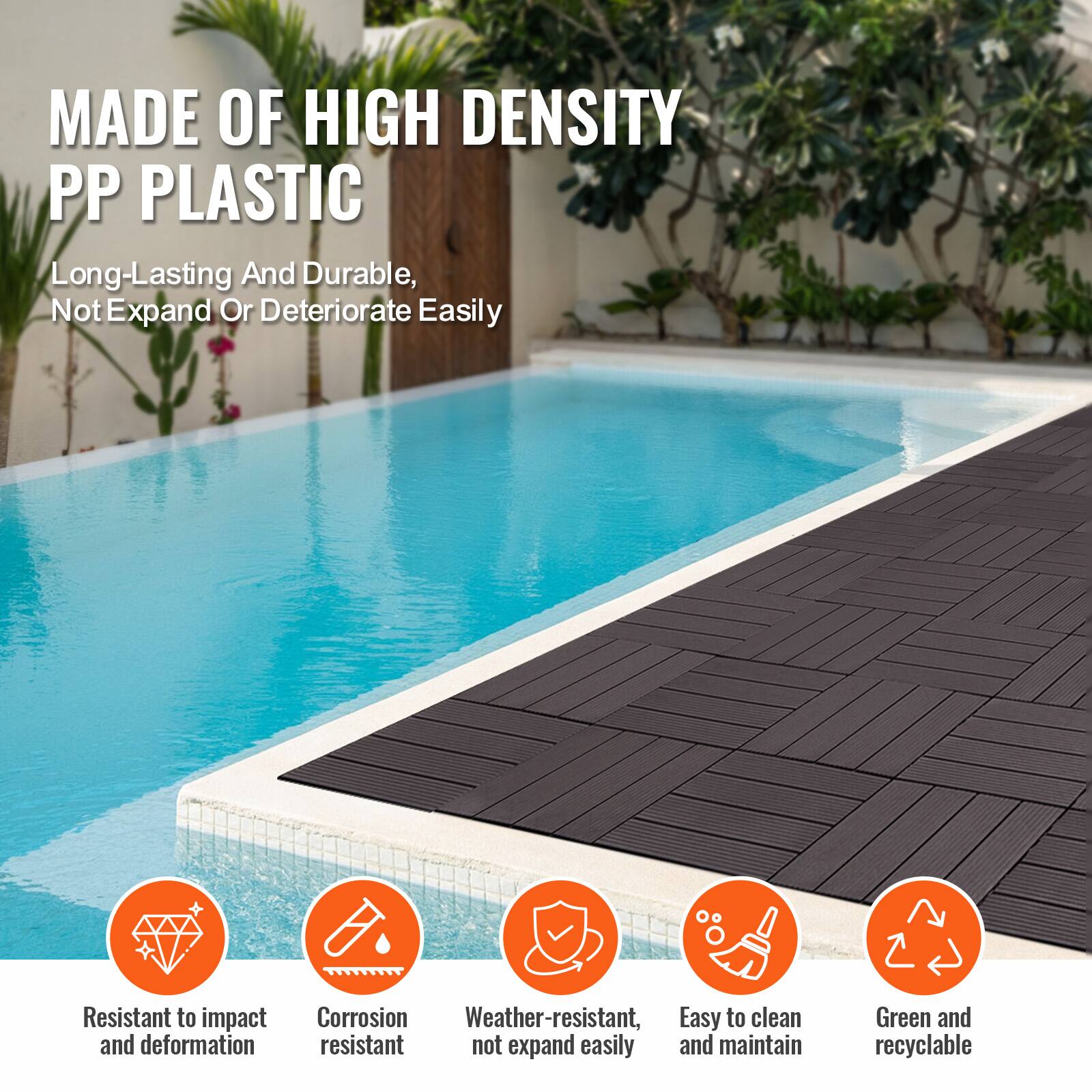 MADE OF HIGH DENSITY PP PLASTIC

Long-Lasting And Durable, Not Expand Or Deteriorate Easily

- Resistant to impact and deformation
- Corrosion resistant
- Weather-resistant, not expand easily
- Easy to clean and maintain
- Green and recyclable