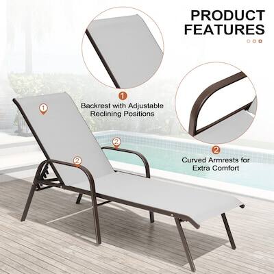 PRODUCT FEATURES

1. Backrest with Adjustable Reclining Positions

2. Curved Armrests for Extra Comfort
