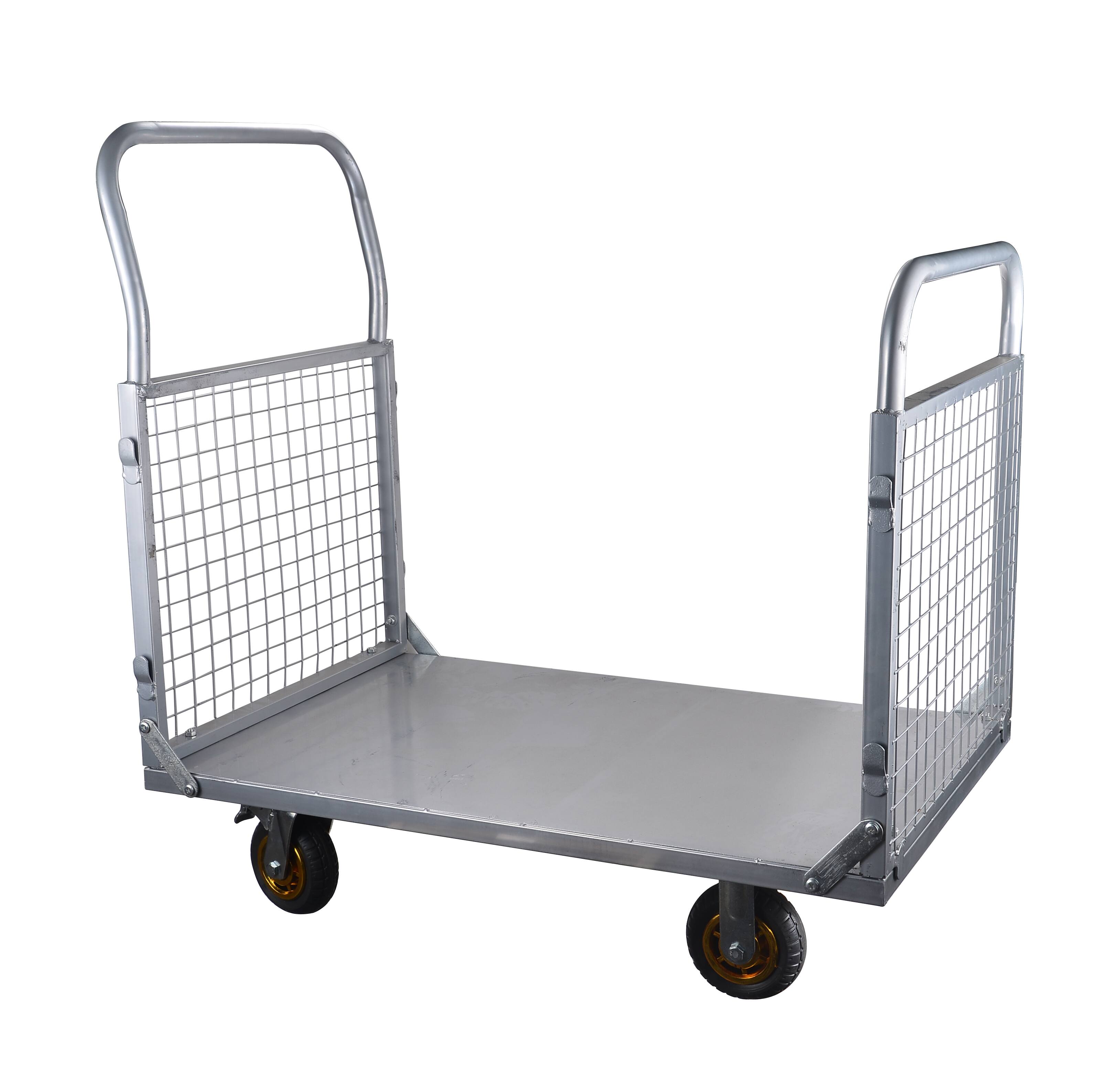 Alt View 2. LOVMOR - 6-in-1 Platform Truck with Cage, Foldable Push Cart with Swivel Wheels, 1800-Lb Capacity - Silver grey.