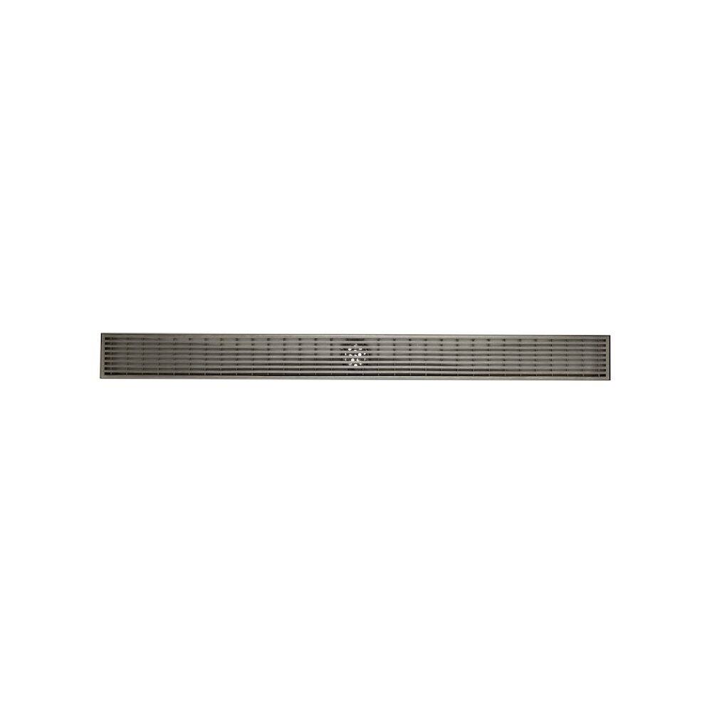 Back. Alfi - 32" Modern Stainless Steel Linear Shower Drain with Groove Lines - Gray.