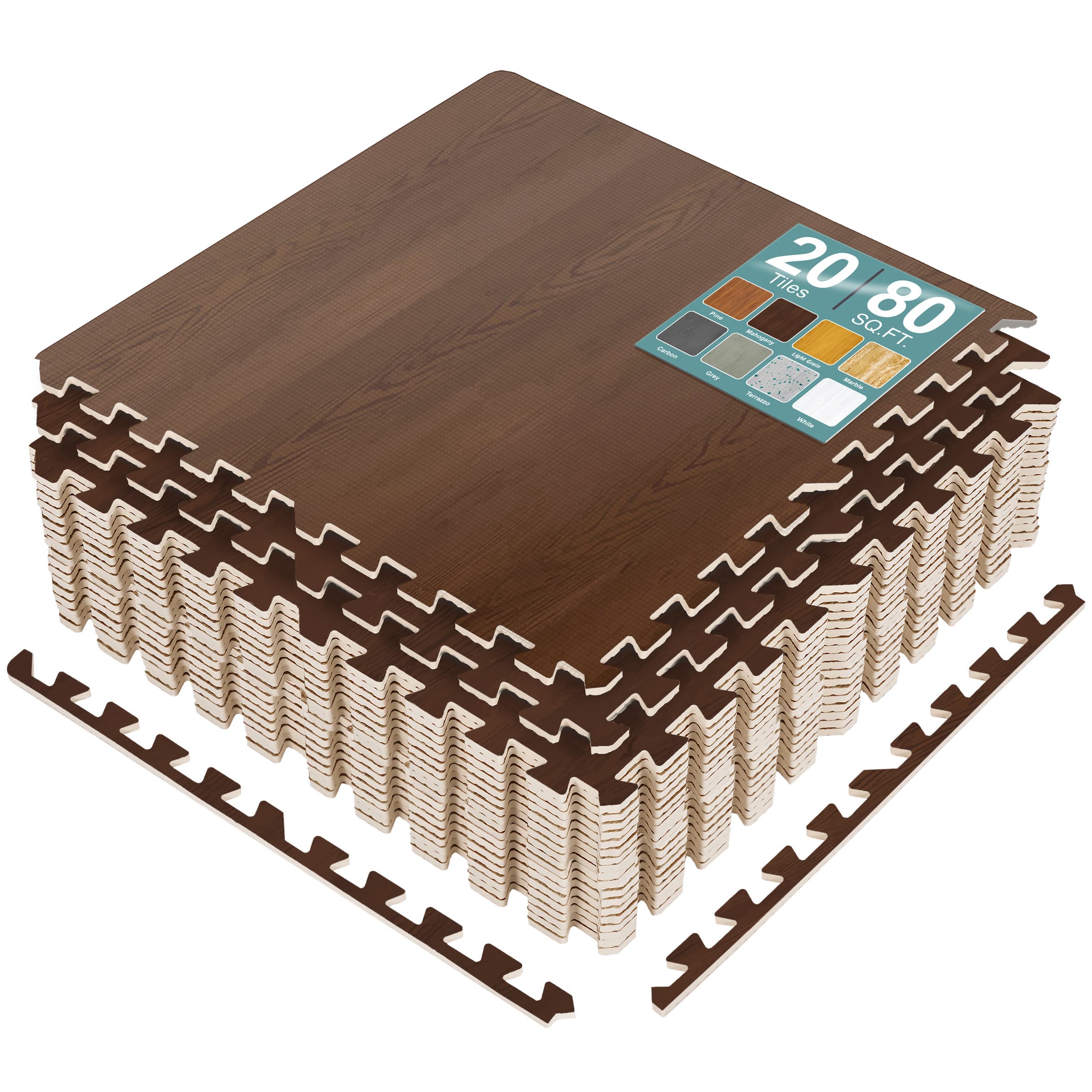 Sorbus - 80 Sq. Ft. Wood Grain Floor Tiles Foam Mat EVA Interlocking Mats Tile 3/8-Inch Thick Flooring Wood Mats w/Borders - Light Mahogany price history on PriceWatchPro