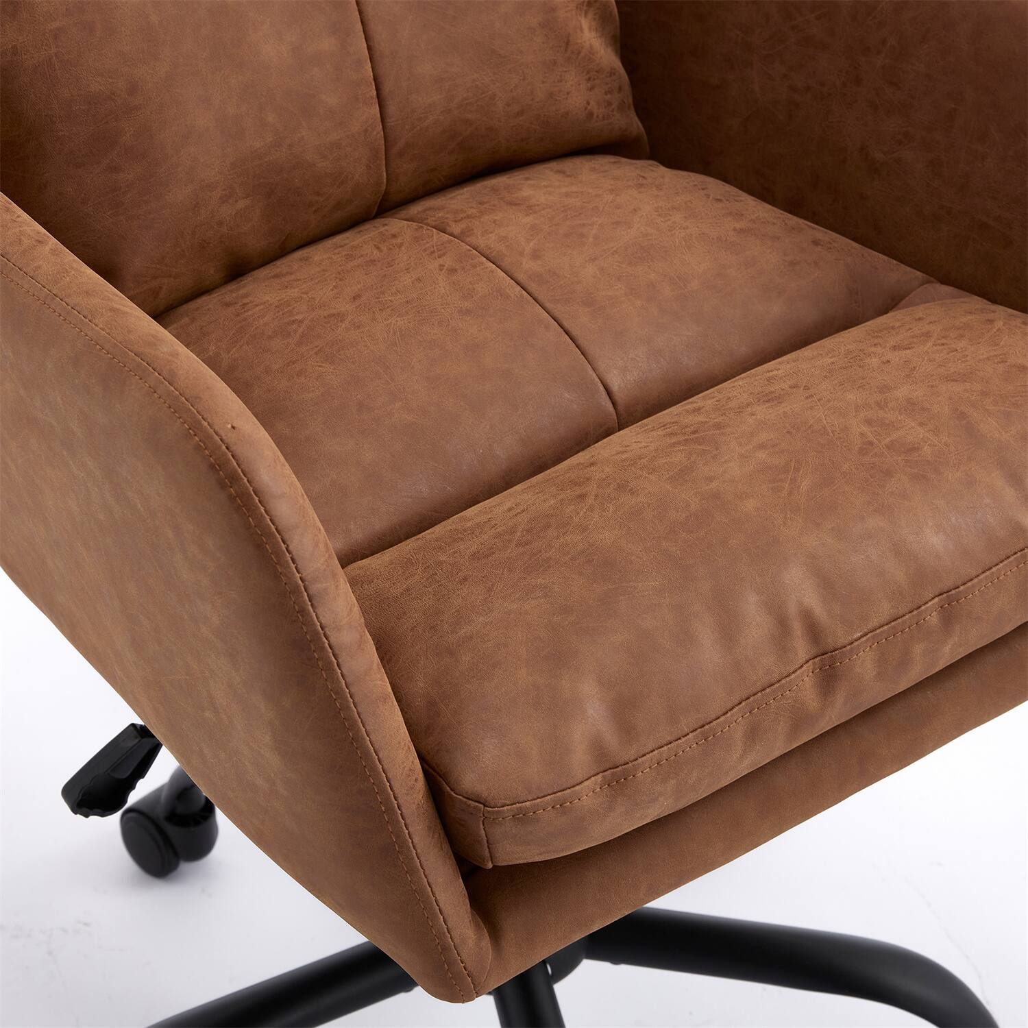 Alt View 8. Forest'nSky - Brown Artificial Leather Office Chair, Height-Adjustable with Black Base for Home & Office - Brown.
