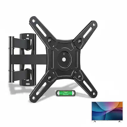 Front. Dazzed Corner - UL Listed Full Motion TV Wall Mount 14–42", Swivel/Tilt, VESA 200x200 - Black.