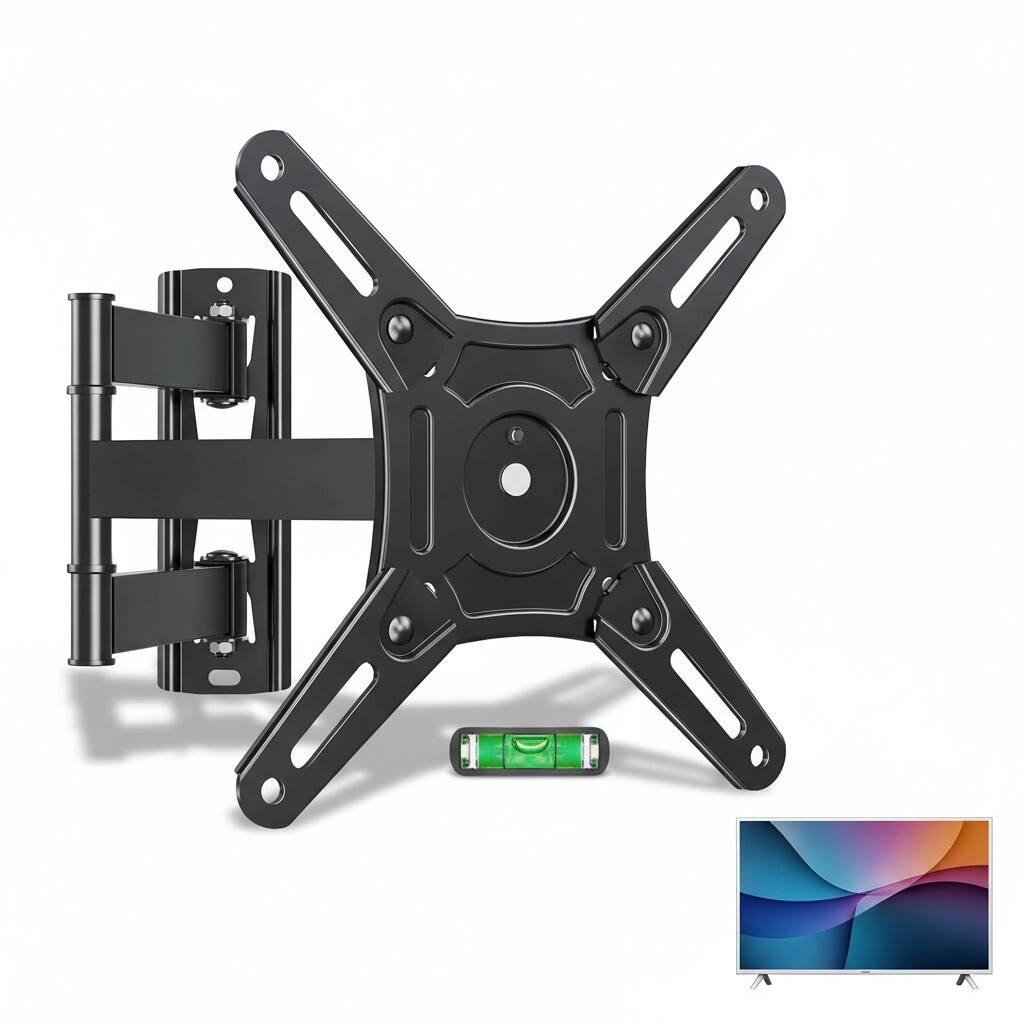 Front. Dazzed Corner - UL Listed Full Motion TV Wall Mount 14–42", Swivel/Tilt, VESA 200x200 - Black.
