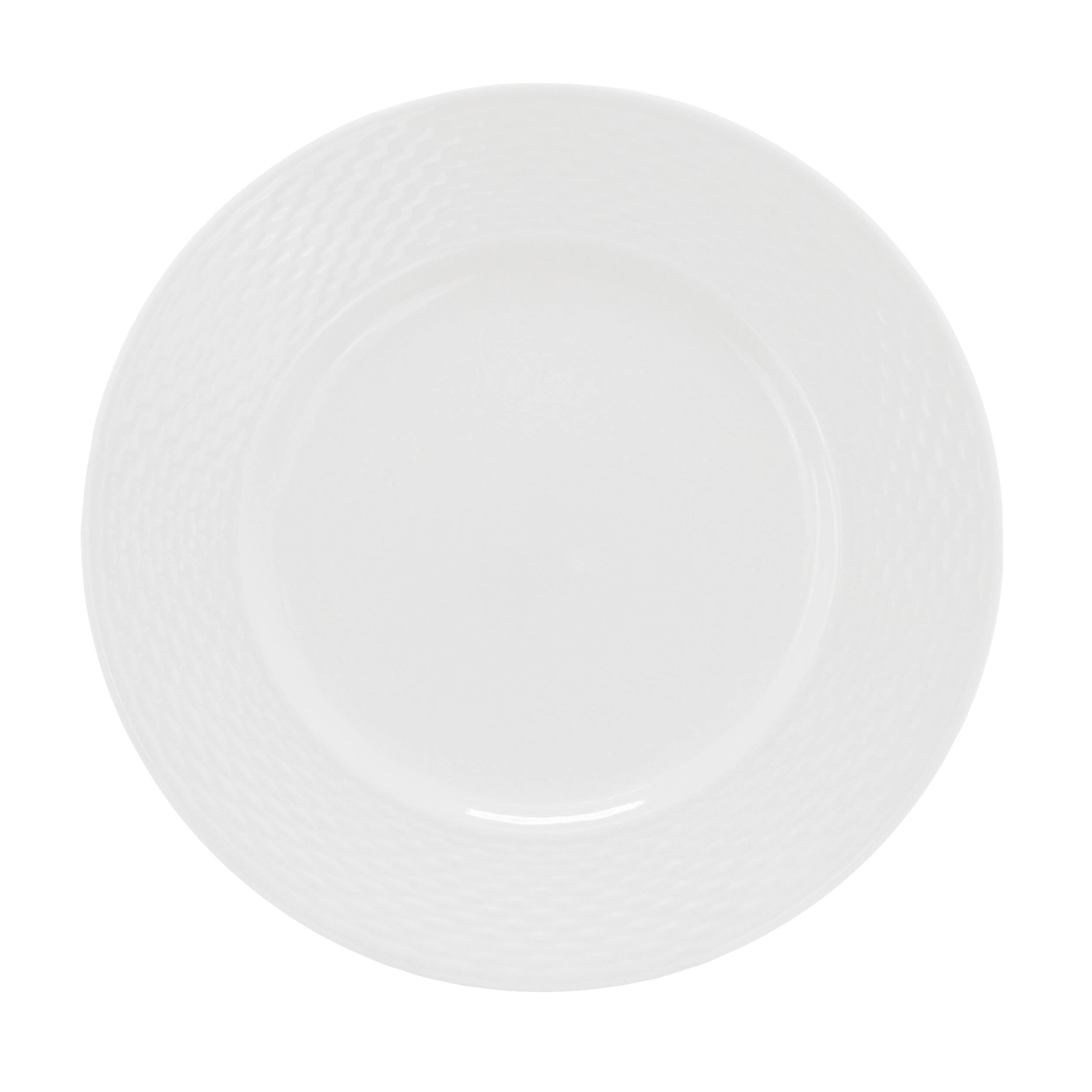 Angle. Elama - Elama Ophelia 6 Piece Stoneware Dinner Plate Set in White - White.