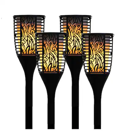 Front. Theater Solutions by Goldwood - TT100 Fully Wireless Rechargeable Battery Bluetooth Tiki Torch Speaker 4 Pack Lanterns Link Up to 99 Speakers Wirelessly - Black.