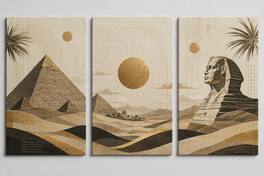 FC Design - ICE ARMOR Large set of 3 24x36"- Egypt Pyramid Sphinx Desert Boho Geometric Art Painting Home Wall Décor - MultiColor
